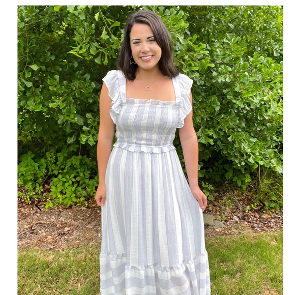 NWT Blu Pepper Navy and White lined maxi - Picture 3 of 8